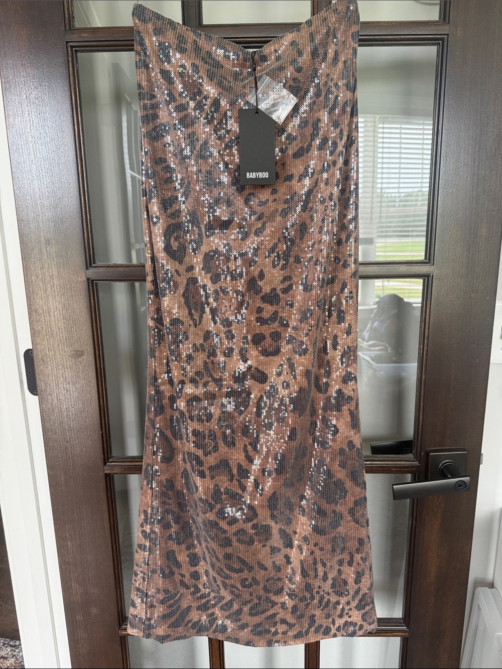 NWT Babyboo Fashion Sequin Leopard Print Maxi Skirt & Tank Set - Small - Picture 6 of 16